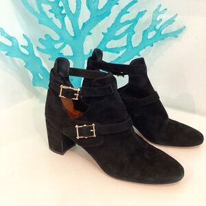 REDUCED Valentino Black Suede Double Strap Rockstud Ankle Booties size 39 / 8.5